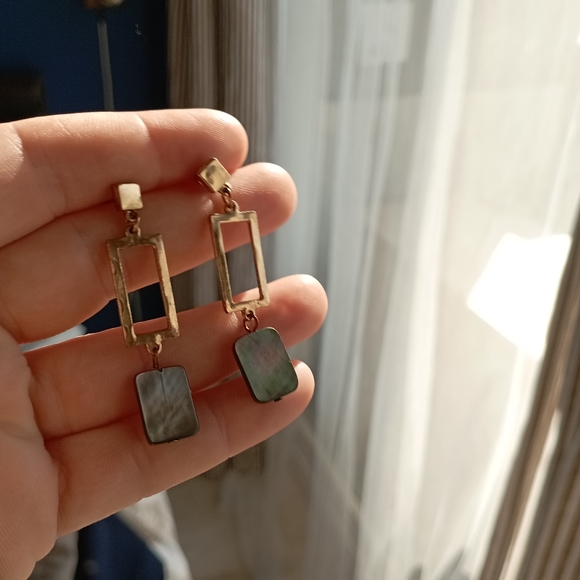 Gold Paua Shell Earrings - Picture 7 of 7